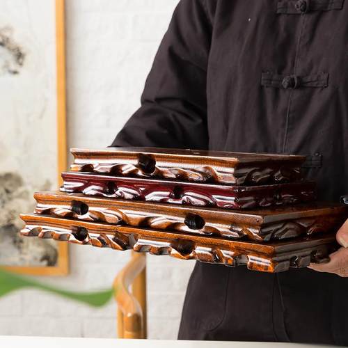 KBQ1长方形实木根雕底座奇石铜器古玩茶盘工艺品客厅摆件木头底托