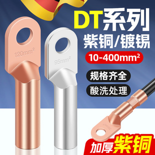 25平方镀锡鼻子线耳堵油电缆线端子 铜鼻子DT铜接头紫铜线8