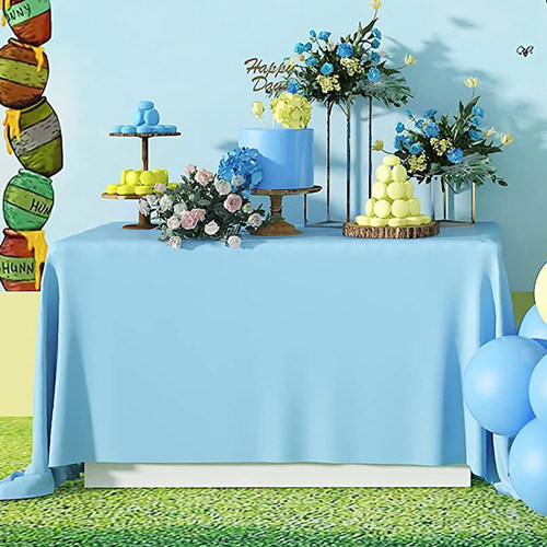 F生日布置桌布桌罩罩布粉色白色长条桌会议派对桌裙冰粉盖布纯色