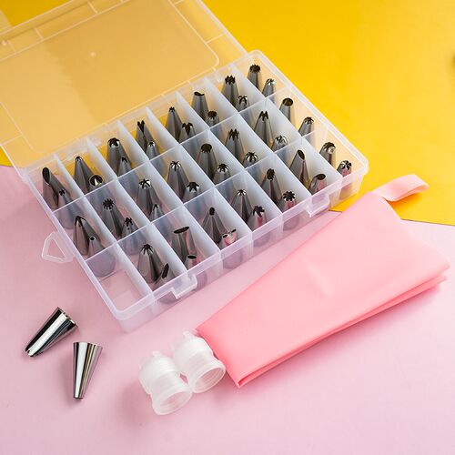洺晴 24头裱花嘴套装 烘焙不锈钢48头韩式蛋糕挤奶油花嘴全套盒装