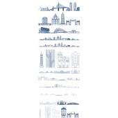 江门广东地标志建筑景点手绘地平天际线描稿插画剪影旅游设计素材