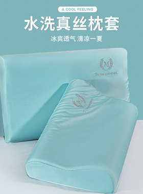 水洗真丝乳胶枕套40cmx60cm记忆枕头套一对单个橡胶冰丝枕套30x50