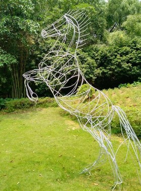 不锈钢镂空马雕塑园林景观售楼处仿真铁艺动物装饰品广场草坪摆件