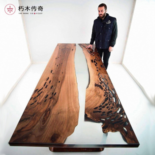 朽木传奇树脂河流桌子原木大长桌茶桌办公桌餐桌压克力环氧悬浮