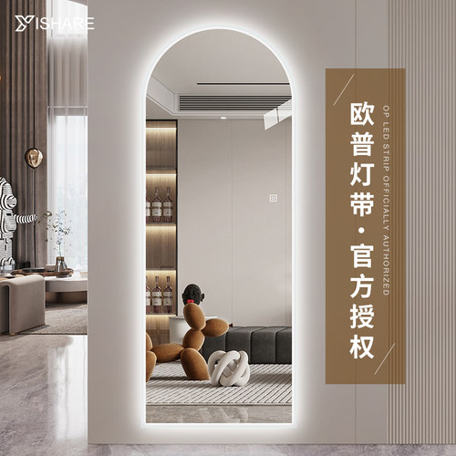 艺术拱门穿衣镜智能全身壁挂镜led入户试衣镜子挂墙式拍照立体镜