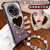 适用vivoY500手机壳V2506A镜头全包丫500镶钻爱心镜子女5g四角防摔气囊viv0y500闪粉手链奢华ins高级感小众潮