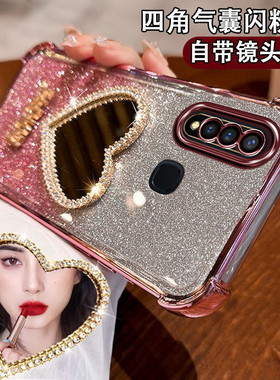 vivoY5S手机壳新款高质感V1913T镶钻爱心补妆镜面V0ⅰy5s镜头全包四角防摔气囊viv0丫轻奢女潮款闪粉手链小众