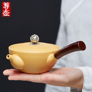 宜兴紫砂壶纯全手工原矿段泥x侧把壶唐羽壶家用大红袍泡茶单壶茶