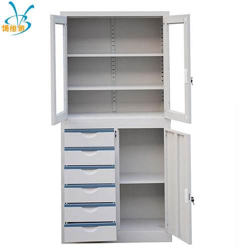 公司产铁皮文件BWY-2000柜资生料储物柜带抽屉玻件璃柜带锁定做文