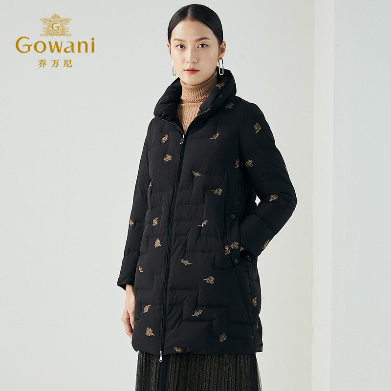 秋冬新品工艺如意云中长款羽绒服