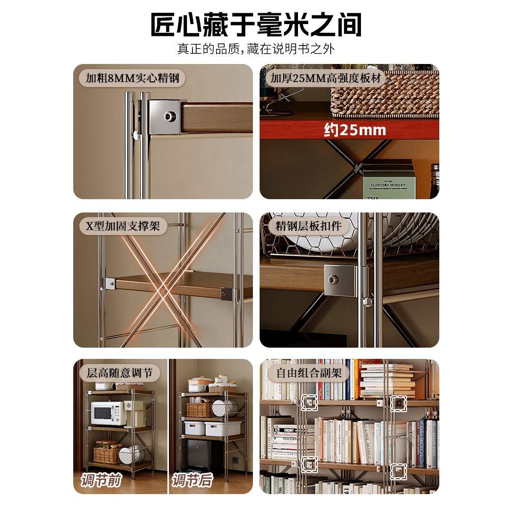 极简货架多层收纳架落地高架子置物架光轴超市陈列展示柜靠墙储物