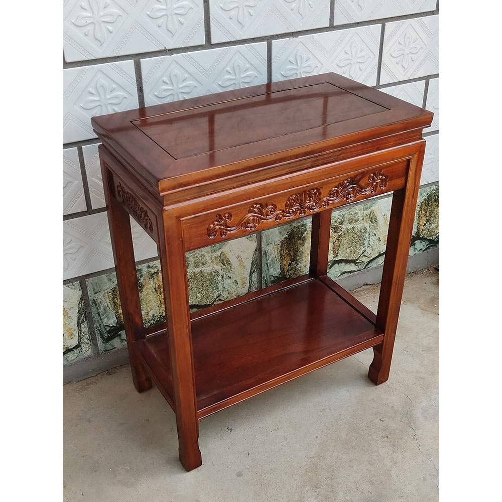 实木花架榆木小型鱼缸架奇石桌盆景桌超承重工艺品底座花架子绿萝