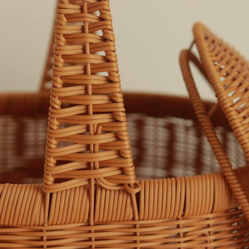 手提菜篮子带盖有盖拜祖宗篮子手工仿藤编织水果购物篮提篮鸡蛋篮