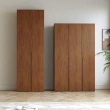 全实木橡木衣柜一门到顶平开门胡桃色挂衣柜家用卧室小户型大衣橱