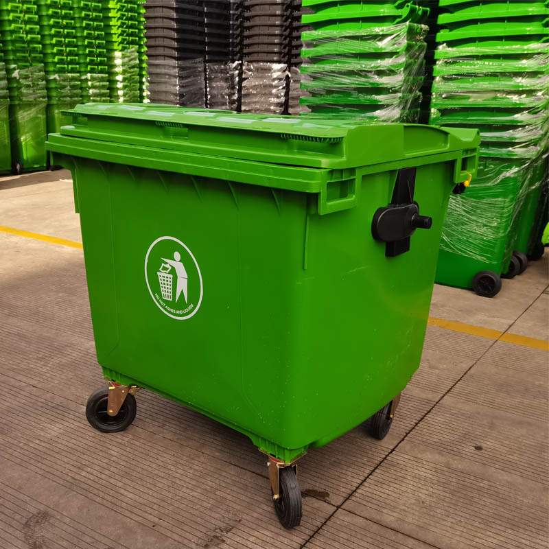 660L塑料垃圾桶户外大号环卫手推清洁车1100升移动塑胶垃圾箱