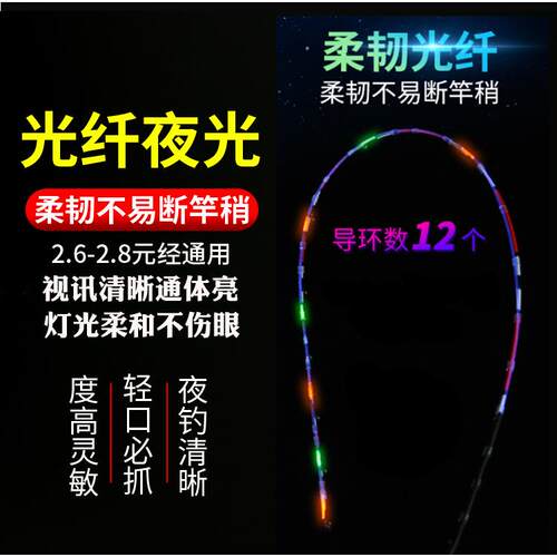 尚虞 光纤夜光竿稍LED竿稍筏竿桥筏竿稍半钛合金微铅软尾筏钓竿稍