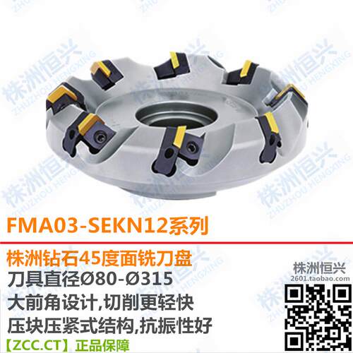 FMA03-SEKN12系列 株洲钻石45度面铣刀盘 压紧抗震大前角切削轻快