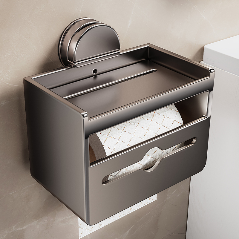 百悍吸盘卫生间厕纸盒厕所纸巾盒厕纸架壁挂式卫生纸置物架抽纸盒