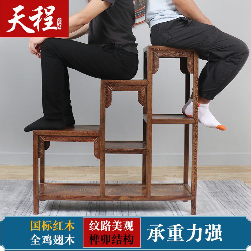 实木花架多层客厅新中式三层高低阳台红木绿萝置物架鸡翅木盆景架