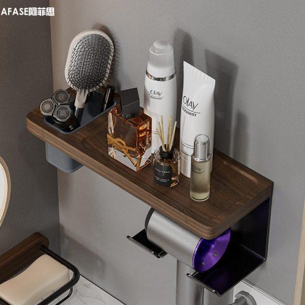 吹风机置物架免打孔卫生间电吹风支架挂架黑胡桃木厕所浴室置物架,家庭/个人清洁工具,吹风机置物架,淘宝优惠券,粉丝福利购,淘宝优惠卷