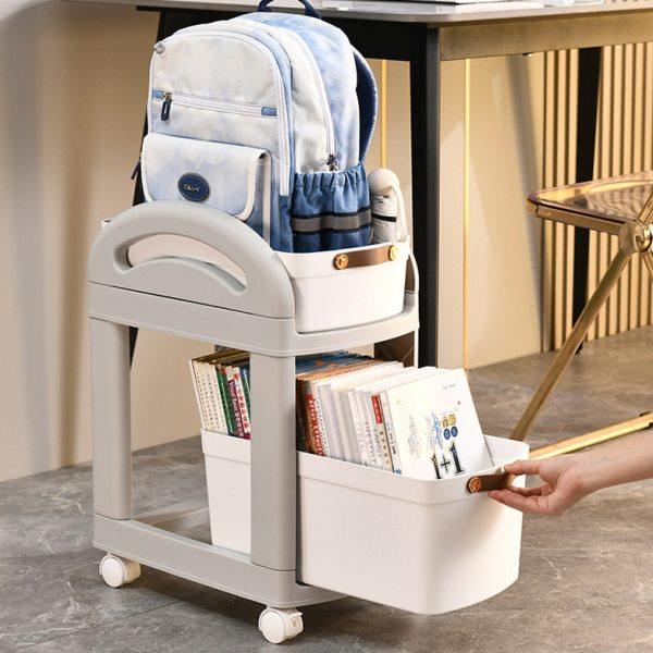 小推车置物架多层塑料家用厨房桌面整理架子学生宿舍书包收纳书架,收纳整理,书桌收纳置物架,淘宝优惠券,粉丝福利购,淘宝优惠卷