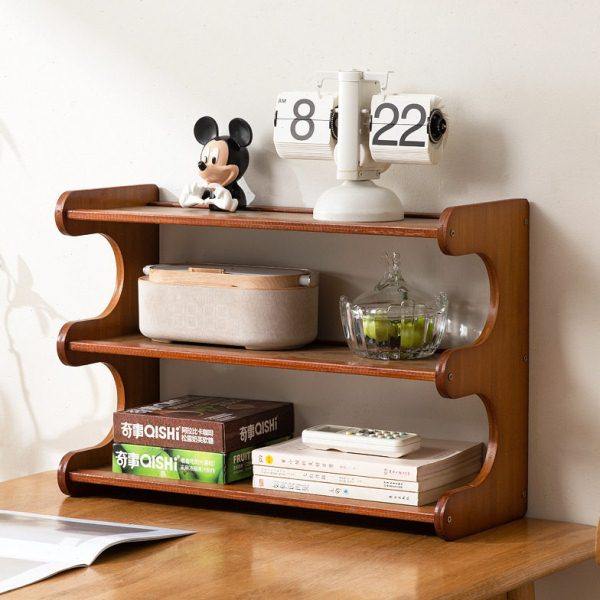 桌面书架家用多层简易置物架宿舍书柜公室工位收纳展示架楠竹,收纳整理,书桌收纳置物架,淘宝优惠券,粉丝福利购,淘宝优惠卷