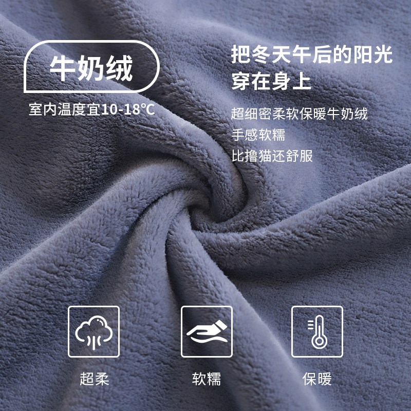 牛奶绒睡袍男士冬季中长款珊瑚绒家居服浴袍冬天加绒加厚睡衣男款
