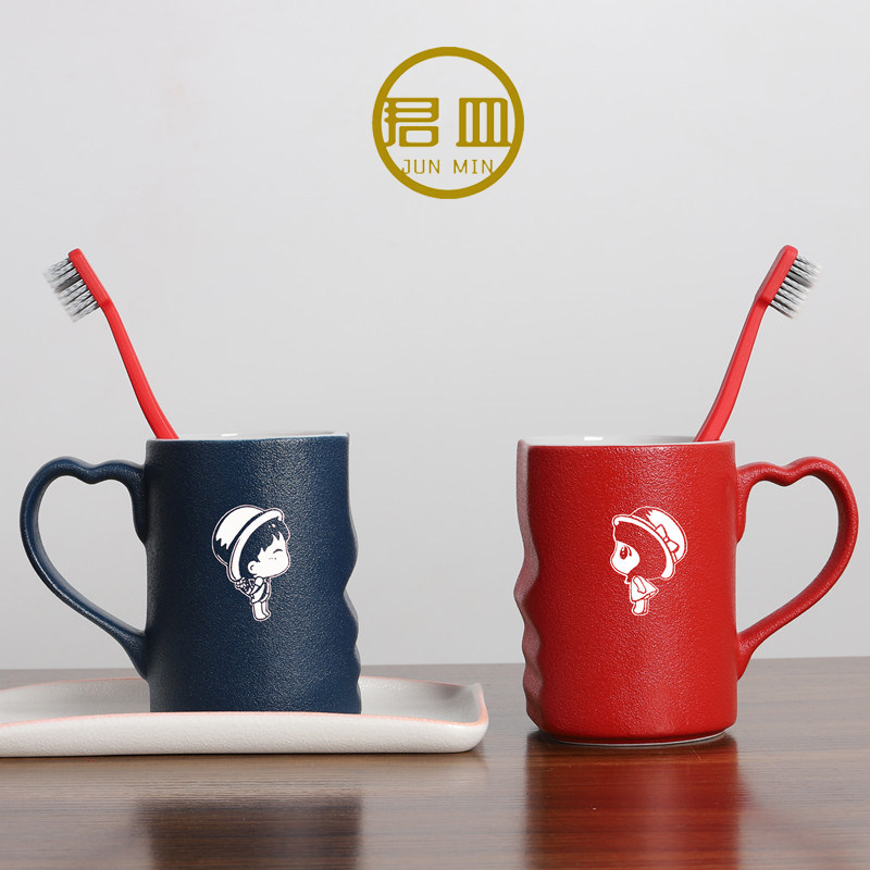 结婚刷牙杯子套装一对新人礼物漱口杯陶瓷创意情侣口杯刷牙洗漱杯