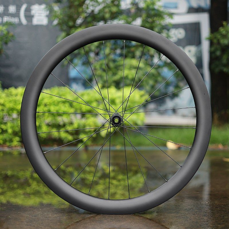 公路自行车碳纤维轮组桶轴快拆碟刹700C胖圈高框50MM碳刀开口轮毂