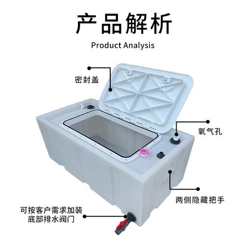 车载活鱼箱带提手活鱼专用运输方箱钓鱼车载防溢水密封活鱼桶加厚