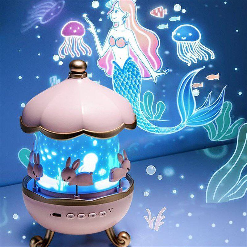 旋转小屋星空投影灯梦幻美人鱼送儿童女孩女朋友生日礼物浪漫圣诞