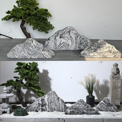 雪浪石切片组合泰山石切片枯山水造景假山石景观石自然石庭院摆件