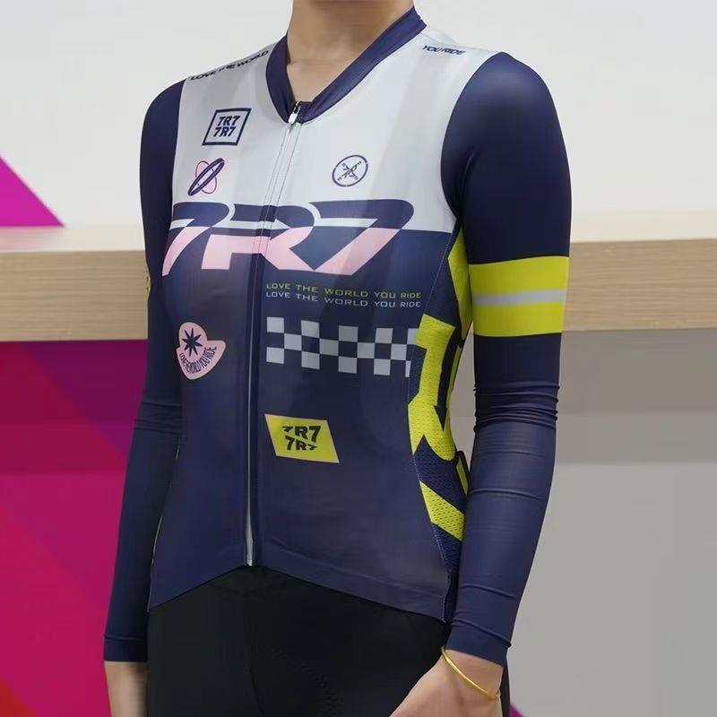 2025春秋款骑行服女长袖薄款公路车防晒透气速干衣服自行车上衣