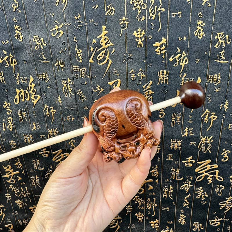雷焦枣木 木鱼居士道家佛门木鱼枣木木鱼老式木鱼枣木实木小木鱼