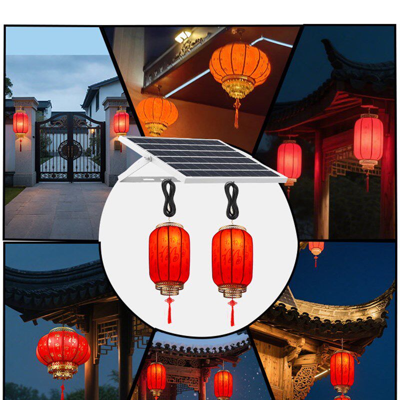 2025新款太阳能灯笼户外庭院大红挂饰结婚家用乔迁防水大门口灯笼