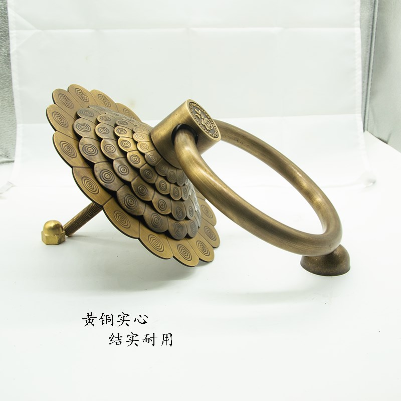复古大门铜拉手中式福字拉环兽头铜拉环狮子老式吉祥如意纯铜门环