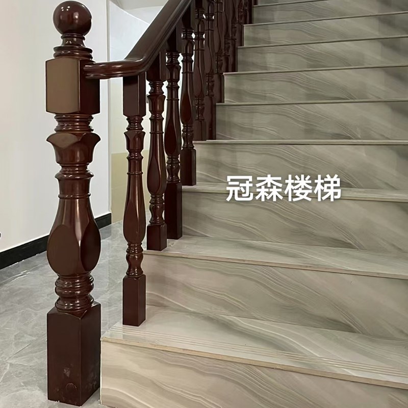 农村自建房实木楼梯扶手别墅木质楼梯中式木头简约楼梯立柱