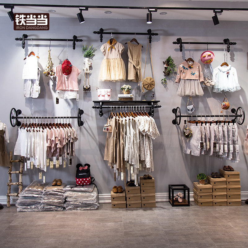 童装店货架展示架上墙壁挂式正挂多功能简约儿童服装衣架展示架