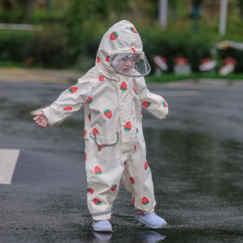 丹麦同款儿童连体雨衣雨裤套装男女童防雨防水服全身中小童宝宝新