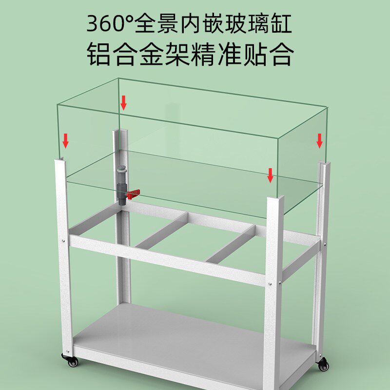 乌龟饲养缸生态造景大型水陆缸复式双层可移动养龟专用超大玻璃缸