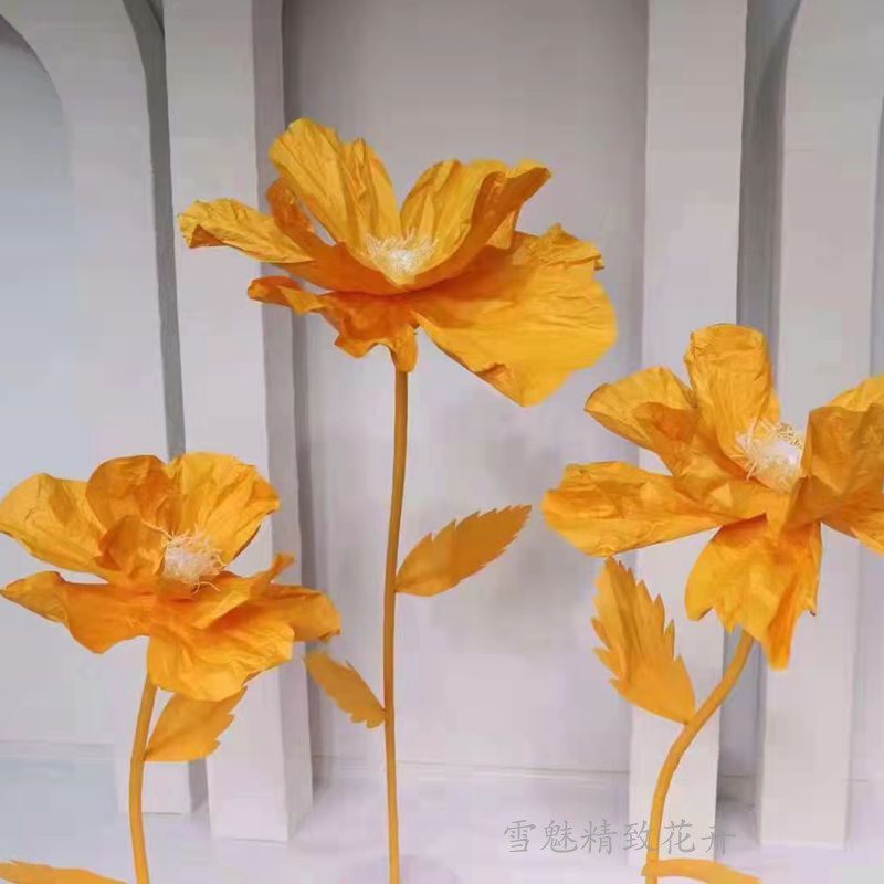 皱纹纸加杆路引手工成品纸花婚庆婚礼布置橱窗装饰活动拍摄道具花