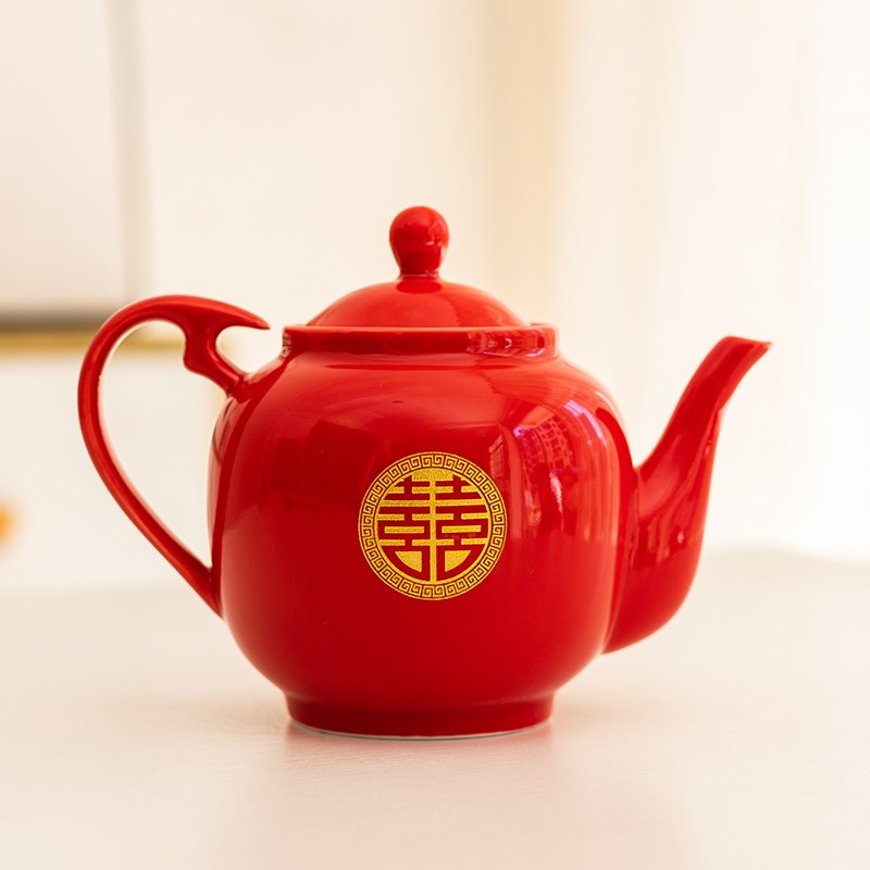 婚庆茶具套装结婚敬茶壶托盘红色婚礼改口茶杯新婚陪嫁妆实用礼物