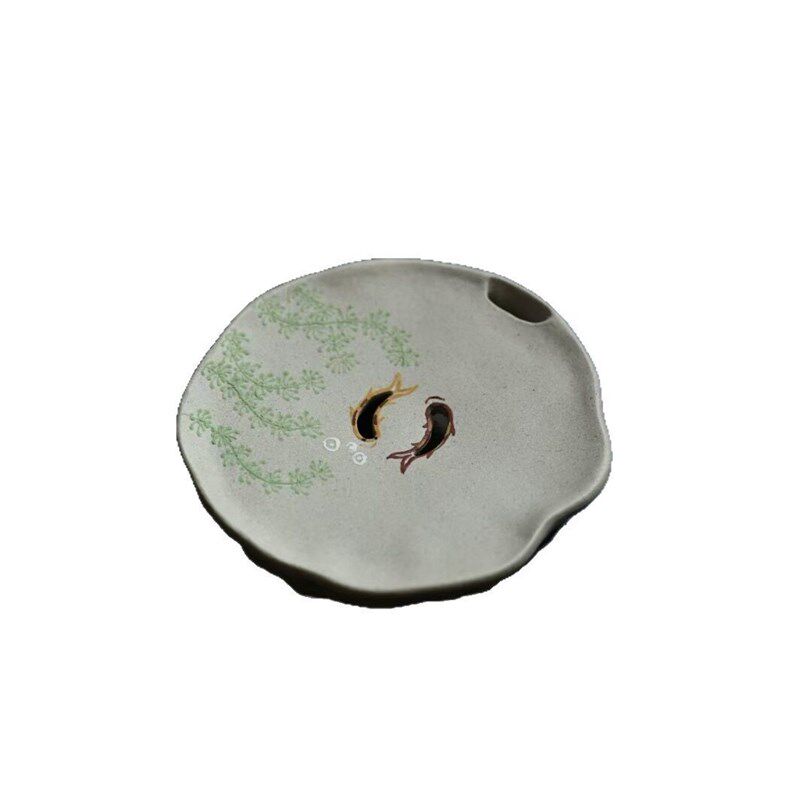 宜兴紫砂壶承莲蓬双鱼嬉水养壶垫储水原矿茶具配件干泡台茶盘壶托