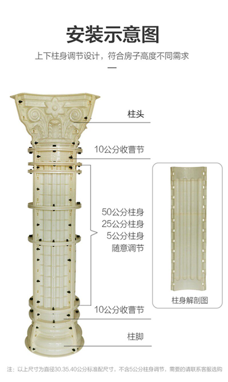 GRC罗马柱模具别墅ABS塑钢水泥欧式构件圆形柱子建筑模板厂家直销