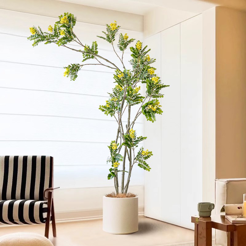 大型仿真绿植盆栽槐花树室内景观装饰客厅玄关假树仿生植物盆景