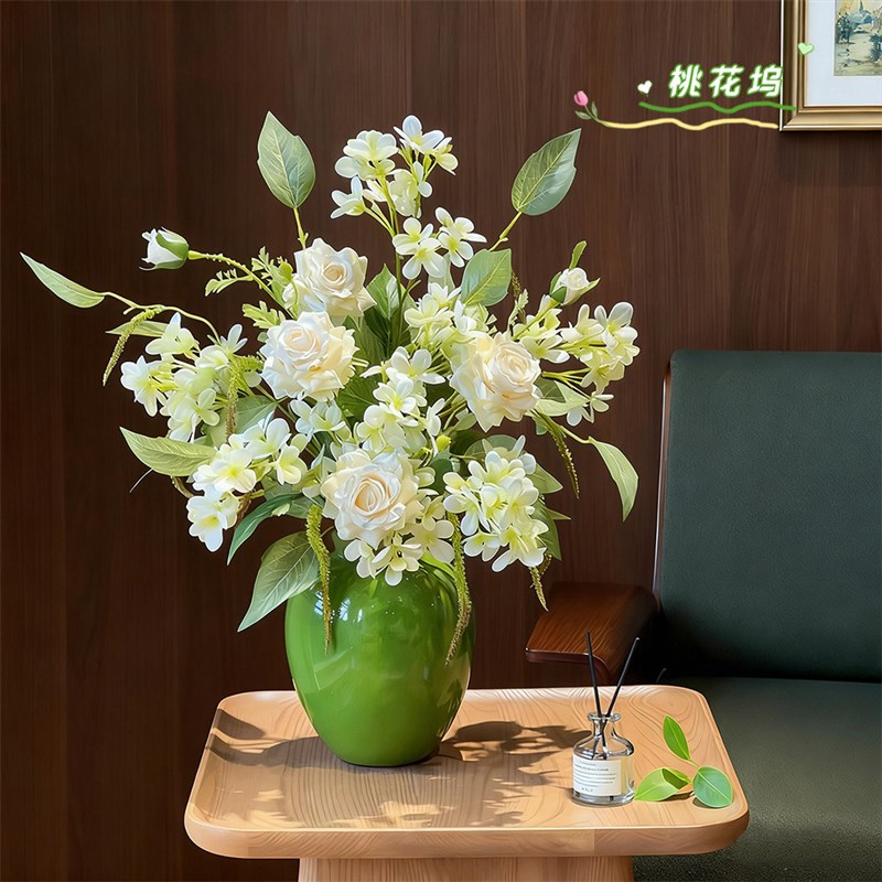 北欧简约家居仿真玫瑰花束客厅装饰花仿真花艺温馨氛围感摆设花束
