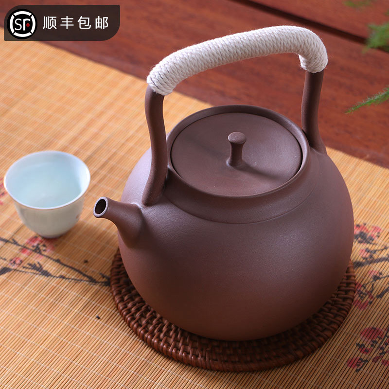 原矿纯手工陶壶提梁复古煮茶壶陶瓷煮茶器电陶炉耐高温紫砂烧水壶