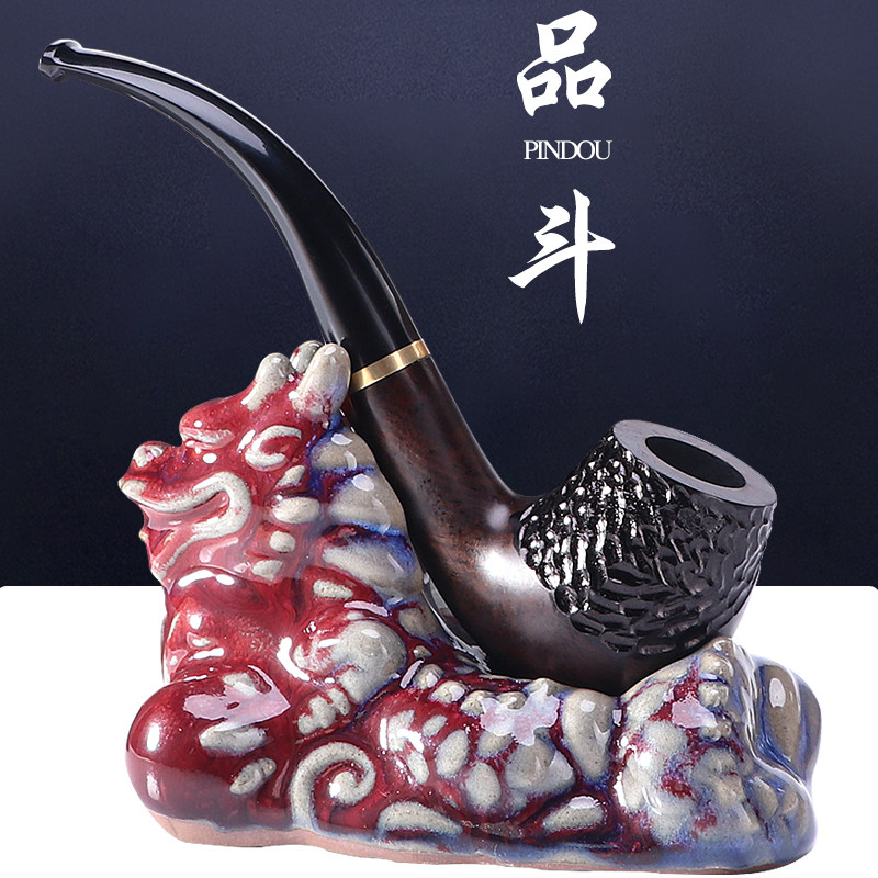 合旺烟斗手工实木专用烟丝进口黑紫檀烟锅老式旱烟斗过滤男士礼品