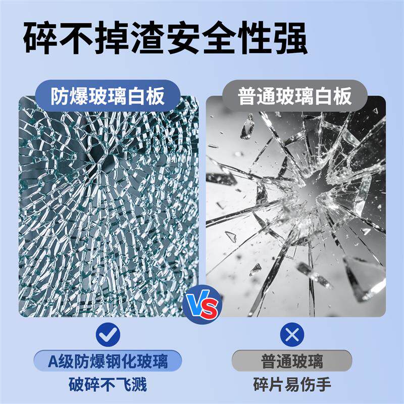 防爆磁性钢化玻璃白板办公会议写字板书写家用挂墙强磁贴教学培训