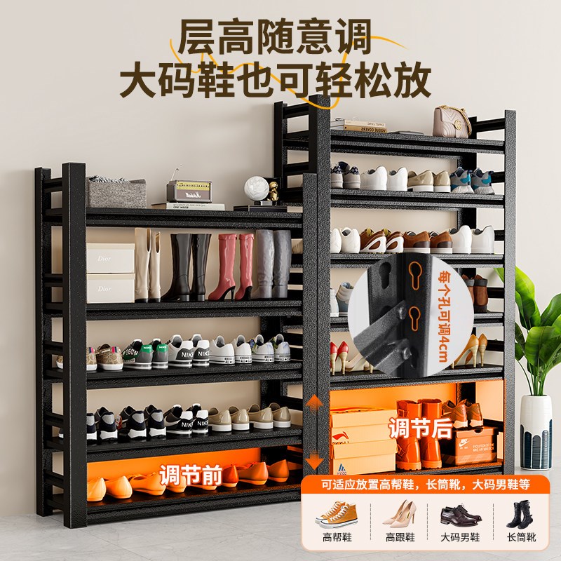 鞋柜家用门口收纳柜一体靠墙鞋架门后落地置物架走廊简易铁架子